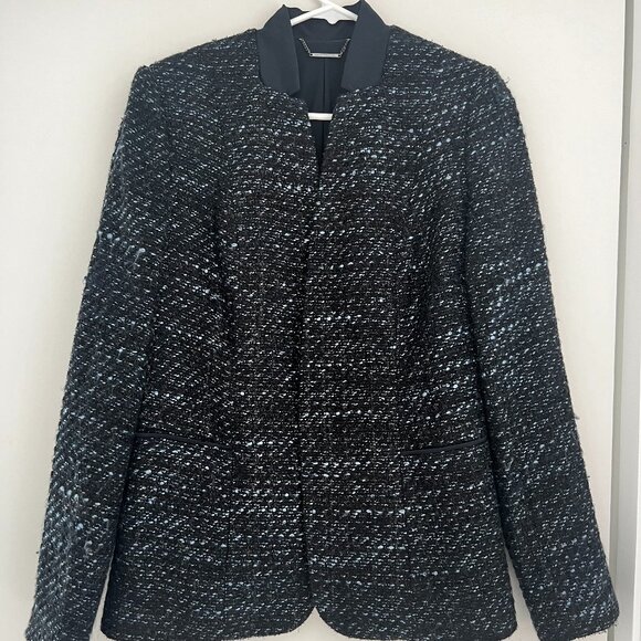 Elie Tahari Tori Metallic Tweed Blazer Navy/Size 4 - Picture 2 of 3